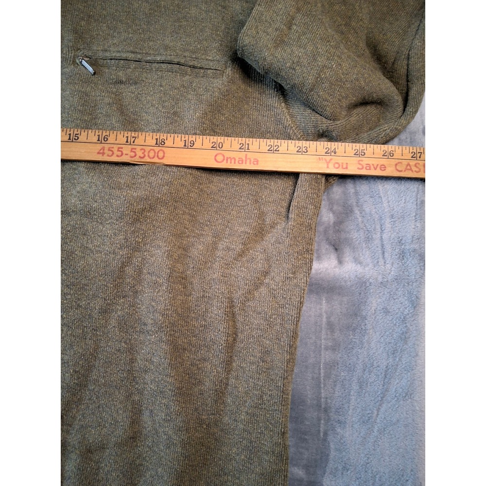 Pendleton Mens XL Olive‎ Green Heather Quarter Zip Pullover Sweater Chest Pocket - Picture 7 of 9